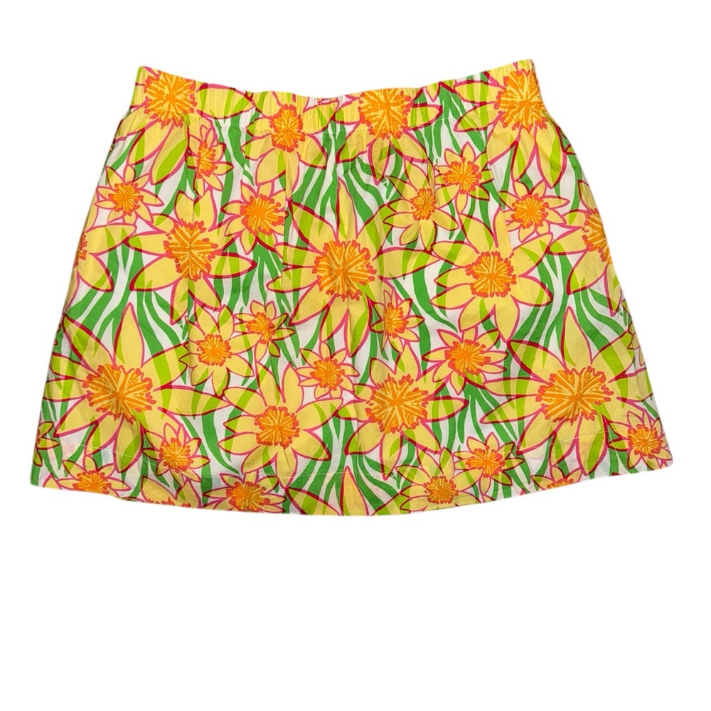 Lilly Pulitzer Sunny Yellow & Green Floral Mini Skirt - Palm Beach Resort SZ M
